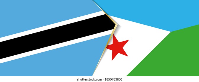 Banderas de Botswana y Djibouti, dos banderas vectoriales símbolo de relación o enfrentamiento.