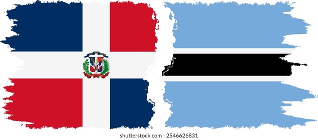 Botswana and Dominican Republic grunge flags connection, vector