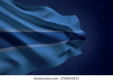 Botsuana punteada bandera de estilo led ondeando contra el cielo nocturno con efecto futurista