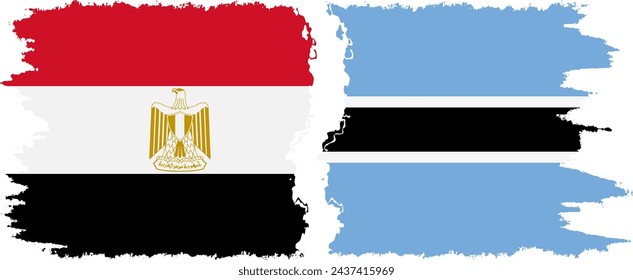 Botsuana y Egipto grunge banderas de conexión, vector