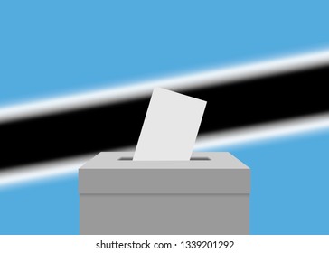 Botswana election banner background. Ballot Box with blurred flag