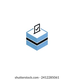 Botswana election concept, democracy, voting ballot box with flag. Vector icon illustration