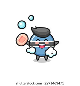 botswana flag badge character is bathing while holding soap , cute style design for t shirt, sticker, logo element