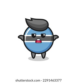 botswana flag badge mascot character saying I do not know , cute style design for t shirt, sticker, logo element
