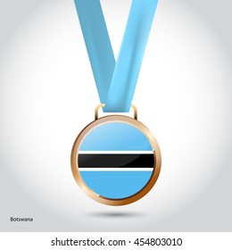 Botswana Flag in Bronze Medal. Olympic Game Bronze Medal. Vector Illustration