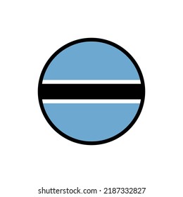 Botswana flag in a circle On a white background