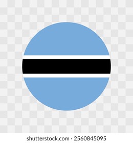 Botswana flag - circle vector flag isolated on checkerboard transparent background