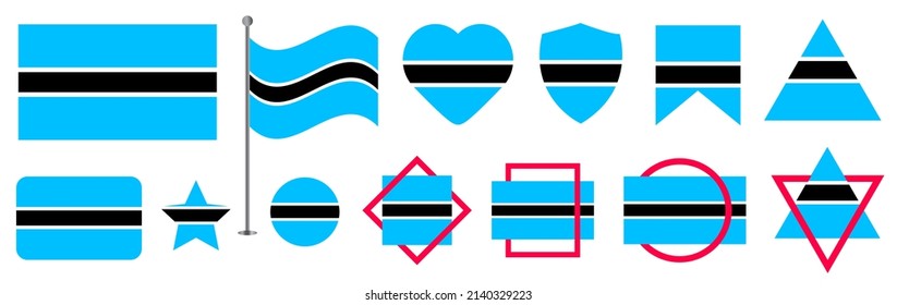 Botswana flag design. Botswana national flag vector design set. Botswana flag vector illustration