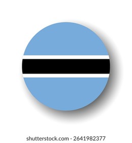 Botswana flag - flat vector circle icon or badge with dropped shadow.