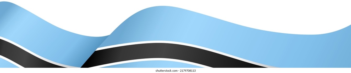 Botswana flag flying on white background
