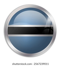 Botswana flag - glossy circle button displays a colorful flag representing a country cultural identity and heritage. The essence of national pride and unity.