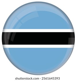 Botswana flag with glossy rounded button for football team and national emblem