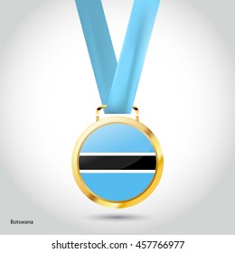 Botswana Flag in gold Medal. Vector Illustration. RIO Olympic Game gold Medal. Vector Illustration