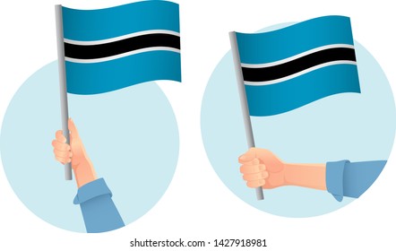 Botswana flag in hand. Patriotic background. National flag of Botswana vector illustration