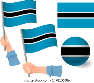 Botswana flag in hand set. Ball flag. National flag of Botswana vector illustration