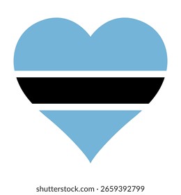 Bandera de Botsuana en forma de corazón icono Ilustración vectorial digital. Bandera nacional de Botsuana. Icono de la bandera del amor.