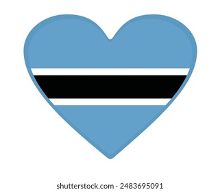 Botswana flag heart shaped. vector