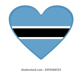 Bandera de Botsuana en forma de corazón. Vector