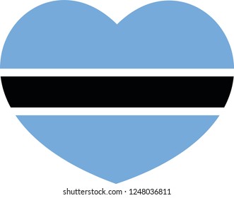 Botswana flag in a Heart vector, sticker, language