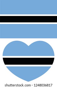 Botswana flag in a Heart vector, sticker, language
