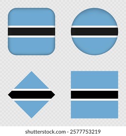 Botswana Flag Icons Pack. Vector illustration.