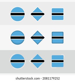 Botswana flag icons set, vector flag of Botswana. Three versions of icon.