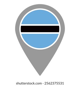 botswana flag location pin, flag application, Flag on Location Pin, graphic design, map pointer, vector illustration.