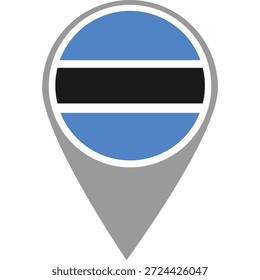 Botswana flag location pin, Botswana flag on location pin, Botswana map pointer in high quality