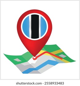 Botswana Flag and Location Symbol Design
