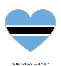 Botswana flag. Botswana love flag. Botswana flag in heart shape. Love symbol. Vector illustration