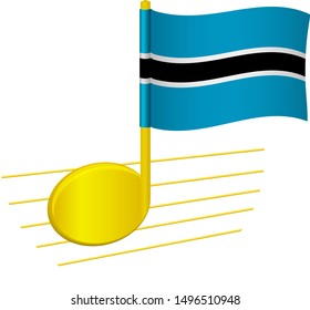 Botswana flag and musical note. Music background. National flag of Botswana and music festival concept vector illustration