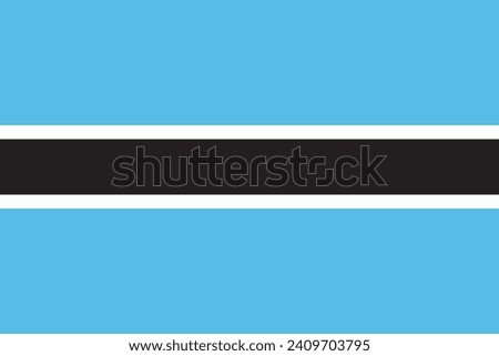 Botswana flag. The official ratio. Flag icon. Standard color. Standard size. A rectangular flag. Computer illustration. Digital illustration. Vector illustration.