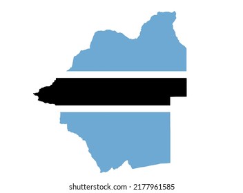 Botswana  flag on map on transparent  background
