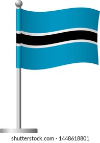 Botswana flag on pole. Metal flagpole. National flag of Botswana vector illustration