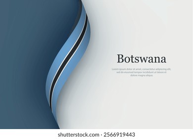 Botswana flag on Waving ribbon. Template for independence day