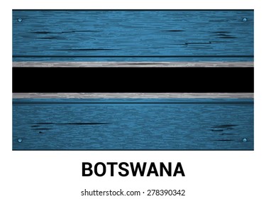 Botswana flag on wood texture background - vector illustration