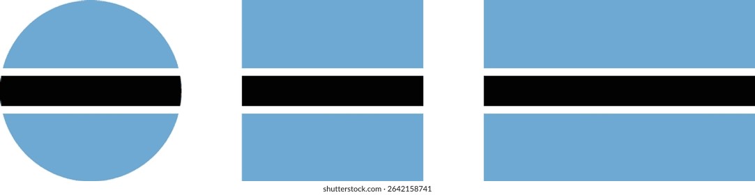 
Botswana flag PNG vector. Botswana square and round icon isolated on transparent PNG background. Botswana flag icon.