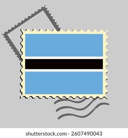 Botswana flag postage stamp. Isolated vector illustration on grey post stamp background