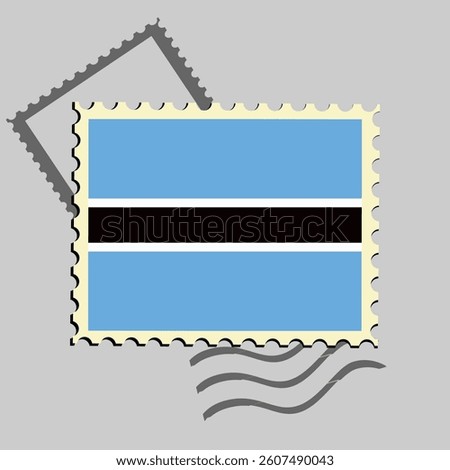 Botswana flag postage stamp. Isolated vector illustration on grey post stamp background