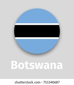 Botswana flag, round icon with shadow isolated vector illustration