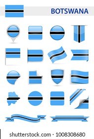 Botswana Flag Set - Vector Illustration