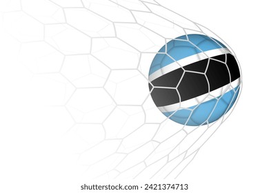 Botswana Flag Fußballball im Netz. Vektorsportgrafik.