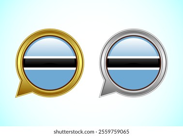 Botswana flag speech bubble. Speaking flag icon in gold and silver color