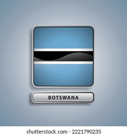 Botswana flag square button vector illustration