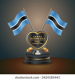 Botswana flag in a stand on table. Vector Illustration