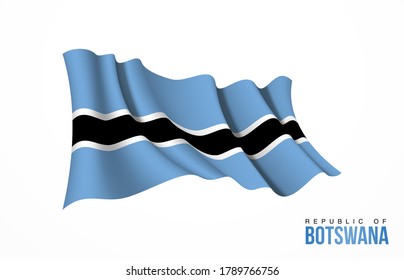 Botswana flag state symbol isolated on background national banner. Greeting card National Independence Day of the Republic of Botswana. Illustration banner with realistic state flag.