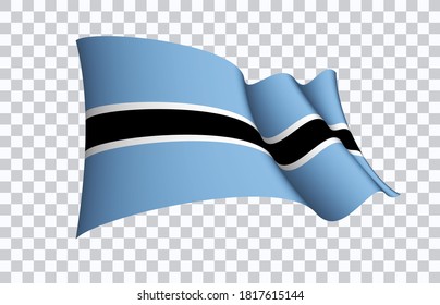 Botswana flag state symbol isolated on background national banner. Greeting card National Independence Day of the Republic of Botswana. Illustration banner with realistic state flag.