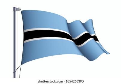 Botswana flag state symbol isolated on background national banner. Greeting card National Independence Day of the Republic of Botswana. Illustration banner with realistic state flag.