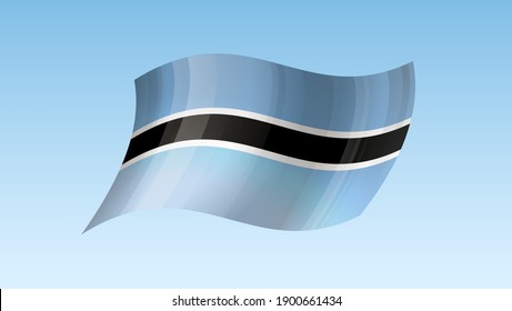 Botswana flag state symbol isolated on background national banner. Greeting card National Independence Day of the Republic of Botswana. Illustration banner with realistic state flag.