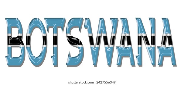 BOTSWANA flag text font, 3D BOTSWANA flag colorful background, BOTSWANA flag vector illustration